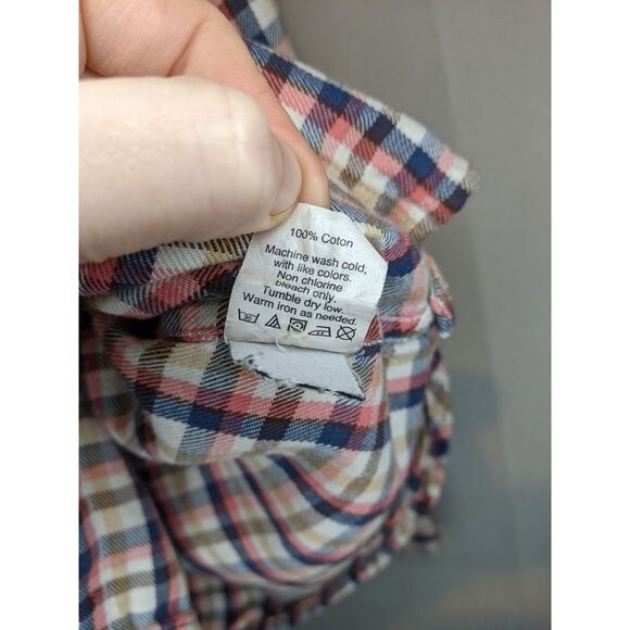 Madewell Flannel Shirt Women's Size Large Coral, Navy Blue, Tan - Picture 8 of 8